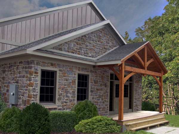 Camp Hebron exterior entrance close up.